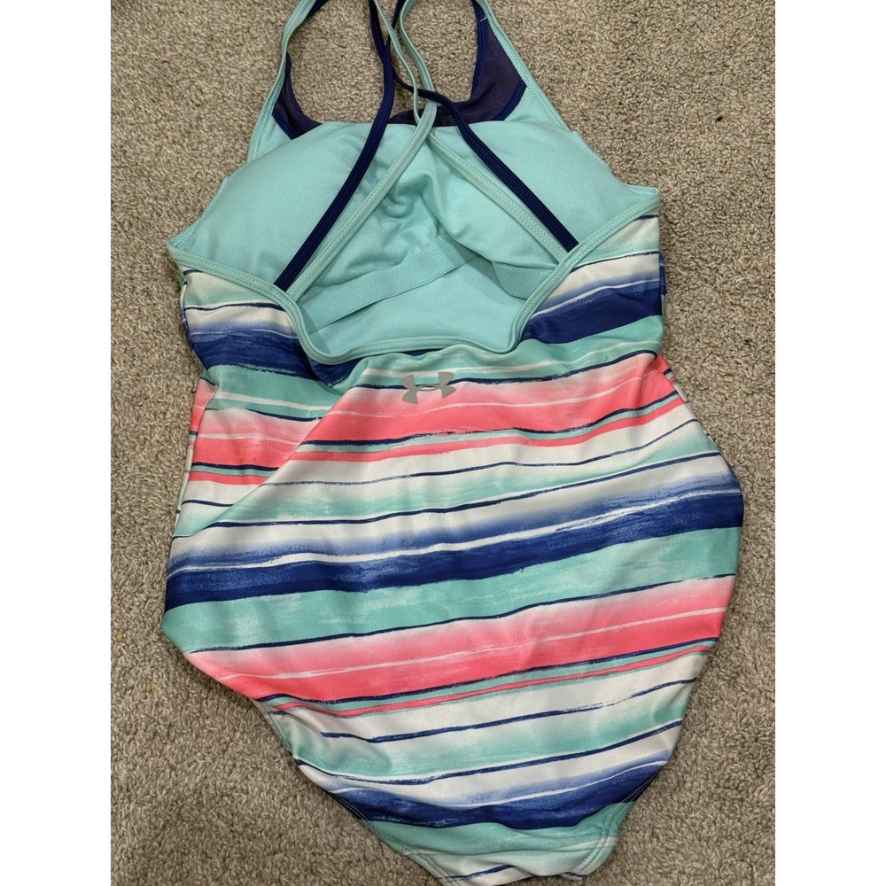 Under Armour Girl's Big One-Piece Swimsuit Cerulean Size 12 11573 - Picture 4 of 5